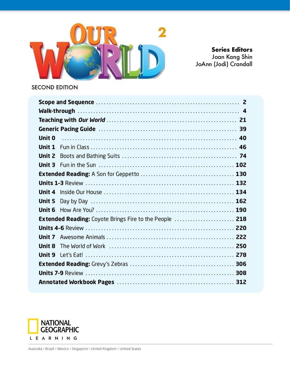 Our World 美国国家地理【少儿版S~6全，英版美版都有】教学软件，教材，单词卡，海报，音频，练习册，语法书，以及教师用书等