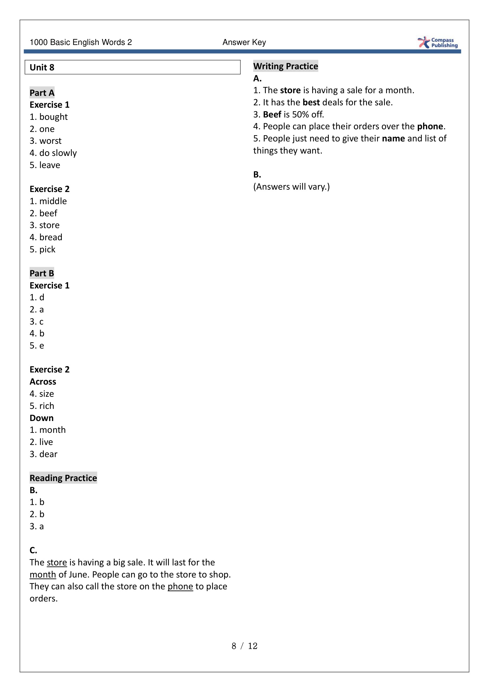 1000 Basic English Words 1000词原版课本和答案 第 3 张