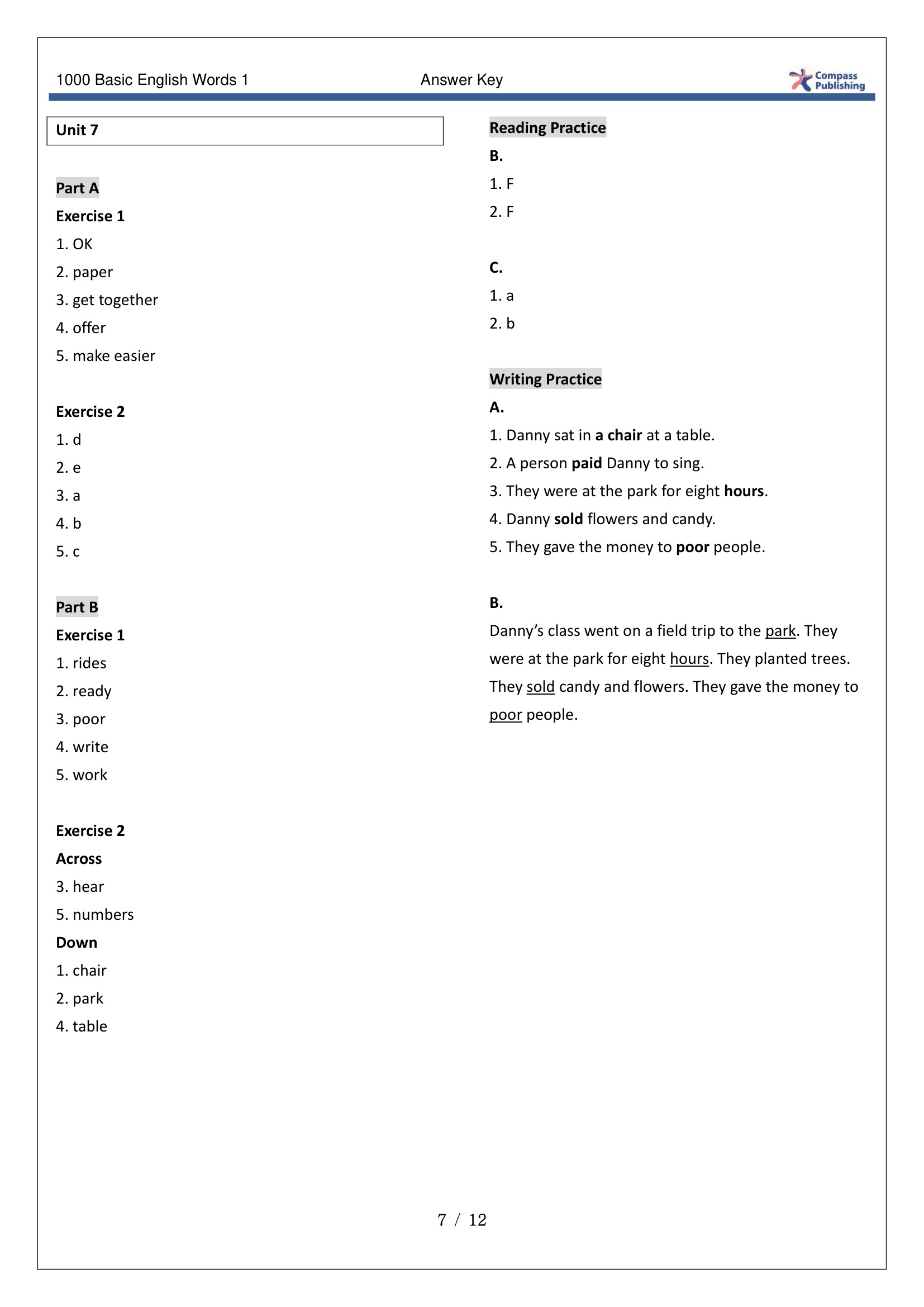 1000 Basic English Words 1000词原版课本和答案 第 4 张